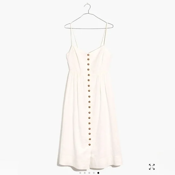 NWT Madewell Linen-Cotton Cami Button-Front Midi Dress, Size 0 - Picture 5 of 12